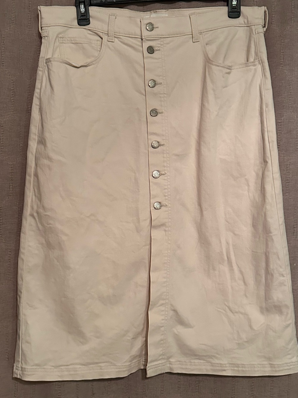 Banana Republic Button-Front Beige Midi Skirt